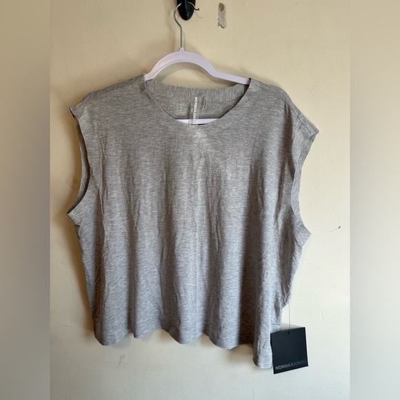 Norma Kamali Sleeveless Boyfriend Cropped Crewneck Top NWT Medium‎ - Picture 1 of 5